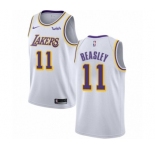Men's Nike Los Angeles Lakers #11 Michael Beasley Swingman White NBA Jersey - Association Edition