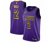 Men's Nike Los Angeles Lakers #2 Lonzo Ball Authentic Purple NBA Jersey - City Edition