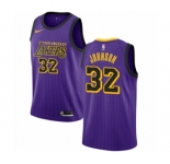 Men's Nike Los Angeles Lakers #32 Magic Johnson Swingman Purple NBA Jersey - City Edition