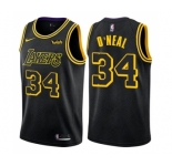 Men's Nike Los Angeles Lakers #34 Shaquille O'Neal Swingman Black City Edition NBA Jersey