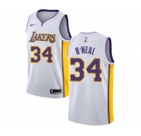 Men's Nike Los Angeles Lakers #34 Shaquille O'Neal Swingman White NBA Jersey - Association Edition