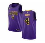 Men's Nike Los Angeles Lakers #4 Byron Scott Authentic Purple NBA Jersey - City Edition