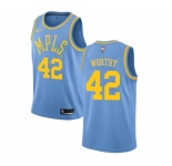 Men's Nike Los Angeles Lakers #42 James Worthy Swingman Blue Hardwood Classics NBA Jersey