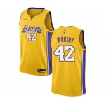 Men's Nike Los Angeles Lakers #42 James Worthy Swingman Gold Home NBA Jersey - Icon Edition