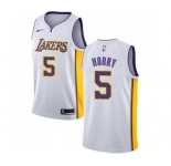 Men's Nike Los Angeles Lakers #5 Robert Horry Swingman White NBA Jersey - Association Edition