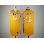 nba los angeles Lakers #16 gasol yellow[revolution 30]