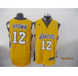nba los angeles lakers #12 brown yellow[2011 revolution 30]