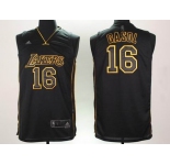 nba los angeles lakers #16 gasol black(黑å—金边)