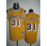 nba los angeles lakers #31 rambis m&n yellow