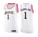 Women's Nike Los Angeles Lakers #1 Kentavious Caldwell-Pope Swingman WhitePink Fashion NBA Jersey