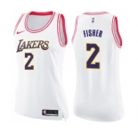 Women's Nike Los Angeles Lakers #2 Derek Fisher Swingman WhitePink Fashion NBA Jersey