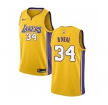 Women's Nike Los Angeles Lakers #34 Shaquille O'Neal Swingman Gold Home NBA Jersey - Icon Edition