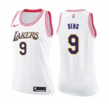 Women's Nike Los Angeles Lakers #9 Luol Deng Swingman White Pink Fashion NBA Jersey