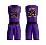 Youth Los Angeles Lakers #24 Kobe Bryant Swingman Purple Basketball Suit Jersey - City Edition