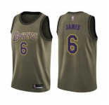 Youth Los Angeles Lakers #6 LeBron James Swingman Green Salute to Service Basketball Jersey
