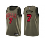 Men Nike Chicago Bulls #7 Justin Holiday Green Salute to Service NBA Swingman Jersey