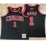 Men's Chicago Bulls #1 Derek Rose Black Hardwood Classics Soul AU Throwback Jersey