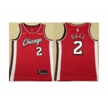 Men's Chicago Bulls #2 Lonzo Ball 75th Anniversary Red Edition Swingman Stitched Basketball Jersey