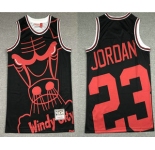 Men's Chicago Bulls #23 Michael Jordan Black Big Face Mitchell Ness Hardwood Classics Soul Swingman Throwback Jersey