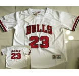 Men's Chicago Bulls #23 Michael Jordan White Short Sleeved AU Throwback Jersey