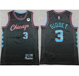 Men's Chicago Bulls #3 Josh Giddey Black 2025-26 City Edition Stitched Basketball Jersey