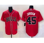 Men's Chicago Bulls #45 Michael Jordan Red Cool Base Stitched Baseball Jersey