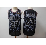 Men's Mitchell and Ness Chicago Bulls #23 Michael Jordan Black Lightning Throwback Basketball Jersey