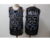 Men's Mitchell and Ness Chicago Bulls #23 Michael Jordan Black Lightning Throwback Basketball Jersey
