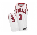 Women's Adidas Chicago Bulls #3 Omer Asik Authentic White Home NBA Jersey