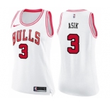 Women's Nike Chicago Bulls #3 Omer Asik Swingman WhitePink Fashion NBA Jersey