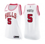 Women's Nike Chicago Bulls #5 Bobby Portis Swingman WhitePink Fashion NBA Jersey