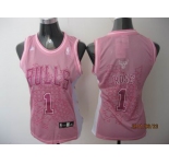 women nba chicago bulls #1 derrick rose pink