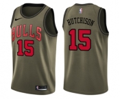 Youth Nike Chicago Bulls #15 Chandler Hutchison Swingman Green Salute to Service NBA Jersey