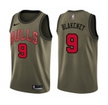 Youth Nike Chicago Bulls #9 Antonio Blakeney Swingman Green Salute to Service NBA Jersey