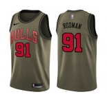Youth Nike Chicago Bulls #91 Dennis Rodman Swingman Green Salute to Service NBA Jersey