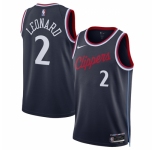Men Los Angeles Clippers #2 Kawhi Leonard Navy 2024-25 Icon Edition Stitched Jersey
