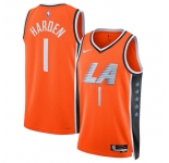 Men's Los Angeles Clippers #1 James Harden Orange 2025-26 City Edition Swingman Stitched Jersey
