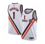 Men's Los Angeles Clippers #1 Jerome Robinson Authentic White Hardwood Classics Finished Basketball Jersey