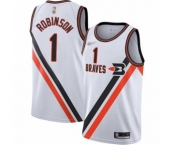 Men's Los Angeles Clippers #1 Jerome Robinson Authentic White Hardwood Classics Finished Basketball Jersey