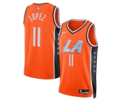 Men's Los Angeles Clippers #11 Brook Lopez Orange 2025-26 City Edition Swingman Stitched Jersey
