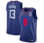 Men's Los Angeles Clippers #13 Paul George Blue Nike City Edition Number Swingman Jersey