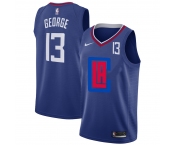 Men's Los Angeles Clippers #13 Paul George Blue Nike City Edition Number Swingman Jersey