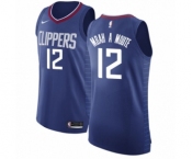 Men's Nike Los Angeles Clippers #12 Luc Mbah a Moute Authentic Blue NBA Jersey - Icon Edition