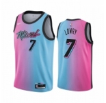 Men Nike Miami Heat #7 Kyle Lowry Blue Pink NBA Swingman 2020 21 City Edition Jersey