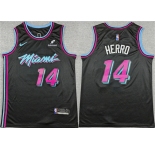 Men's Miami Heat #14 Tyler Herro Black 2025-26 City Edition Stitched Basketball Jersey