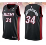 Men's Miami Heat #34 Giannis Antetokounmpo Black 2025 Icon Edition Swingman Stitched Basketball Jersey