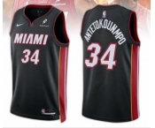Men's Miami Heat #34 Giannis Antetokounmpo Black 2025 Icon Edition Swingman Stitched Basketball Jersey