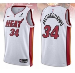 Men's Miami Heat #34 Giannis Antetokounmpo White 2025 Association Edition Swingman Stitched Basketball Jersey