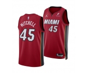 Men's Miami Heat #45 Davion Mitchell Red 2025 Statement Edition Swingman Stitched Basketball Jersey