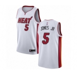 Men's Miami Heat #5 Derrick Jones Jr Authentic White Basketball Jersey - Association Edition